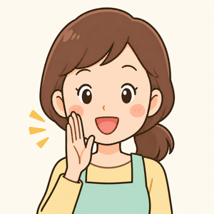 エプロン姿で話している主婦のイラスト